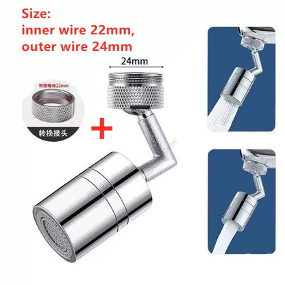 AquaTwist™ 1080° Rotating Faucet Sprayer – Universal Metal Tap Extender with Aerator Nozzle & 22/24mm Adaptor