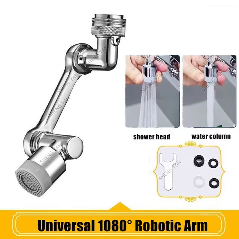 AquaTwist™ 1080° Rotating Faucet Sprayer – Universal Metal Tap Extender with Aerator Nozzle & 22/24mm Adaptor