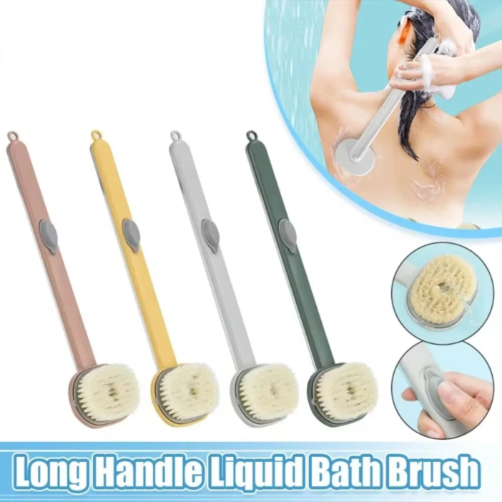 GlowScrub™ Long Handle Bath Brush – Exfoliating Shower Sponge with Built-In Liquid Dispenser for Full-Body Cleanse