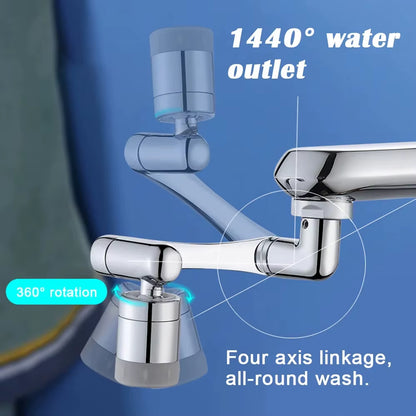 AquaTwist™ 1080° Rotating Faucet Sprayer – Universal Metal Tap Extender with Aerator Nozzle & 22/24mm Adaptor